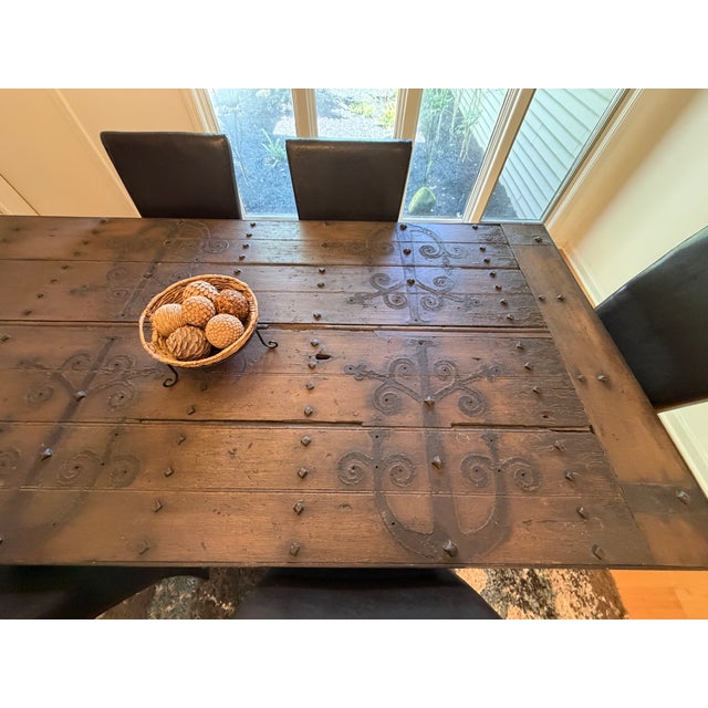 Traditional 500 Year-Old Stunning Church Door Dining Room Table For Sale - Image 3 of 8