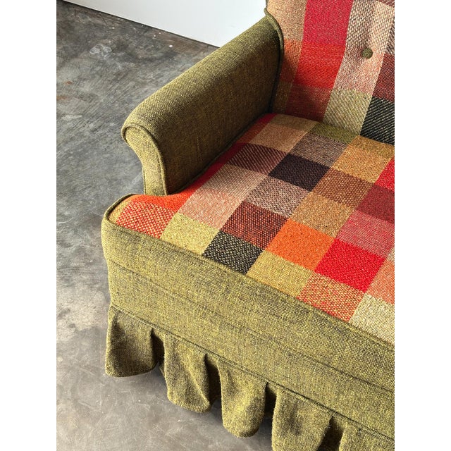 Olive Tweed Swivel Rocker With Patchwork Plaid Upholstery, 1970s For Sale - Image 9 of 18