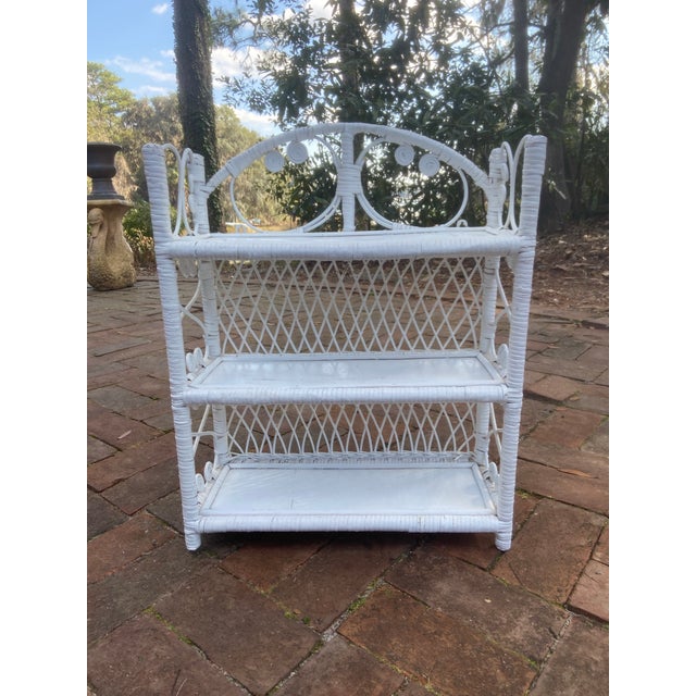 Vintage Wicker Rattan Wall Shelf. Three shelves. Perfect for a bathroom, powder room, bedroom, kitchen, office and more....