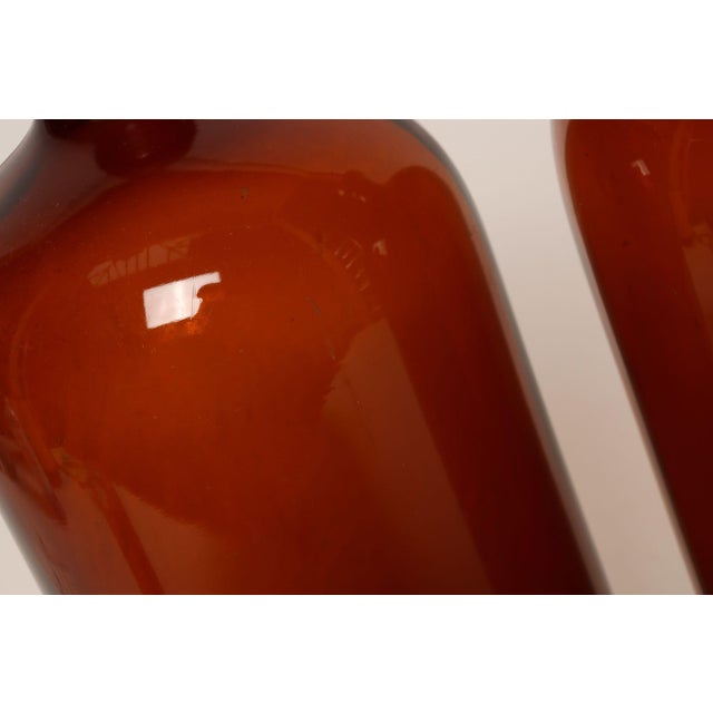 Set of Three Vintage Amber Glass Apothecary Bottles by Owens Illinois Glass Co. For Sale - Image 9 of 18
