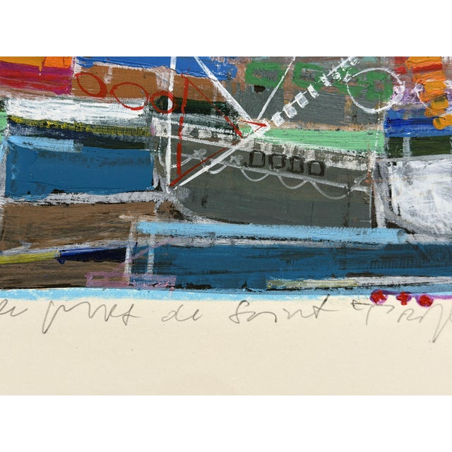1980s Michel Godjevac, Saint Tropez, 1982, Acrylic Painting on Paper For Sale - Image 5 of 7
