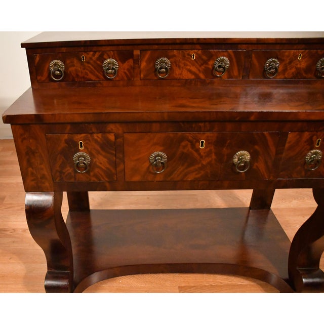 1890s Antique American Empire Flame Mahogany Server / Buffet For Sale - Image 4 of 17