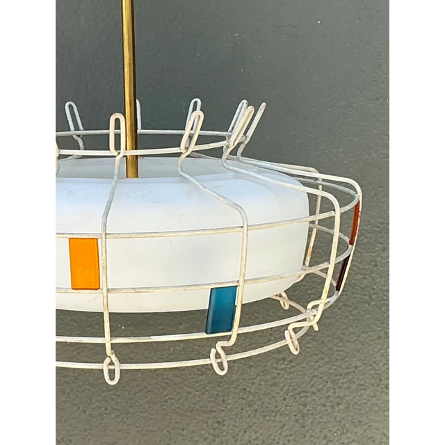 Vintage Mid-Century Modern Wire Pendant Fixture For Sale - Image 4 of 12