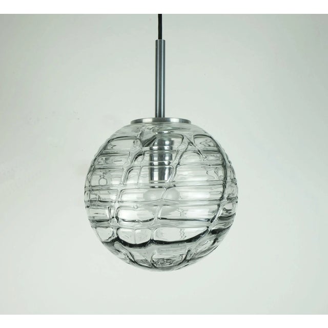 Mid-Century Pendant Lamp in Clear and Smoke Grey Glass and Metal from Doria Leuchten, 1960s For Sale - Image 11 of 11