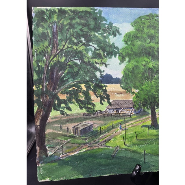Mid-Century Pennsylvania Stone Grist Mill Watercolor by Floyd F. Hackman For Sale - Image 10 of 18