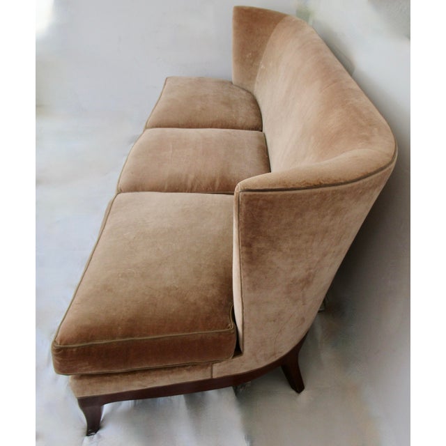 2000 - 2009 C. .2000 Donghia "Geneva," Coll. Walnut Framed Sofa in "Bravo" Donghia Textile a Cotton-Velvet For Sale - Image 5 of 18