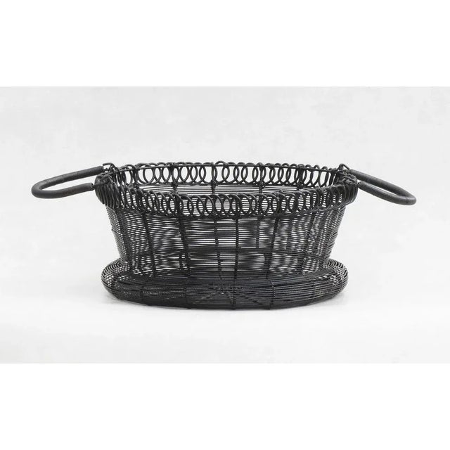 Black Antique French Woven Wire Basket, 1900 For Sale - Image 8 of 12
