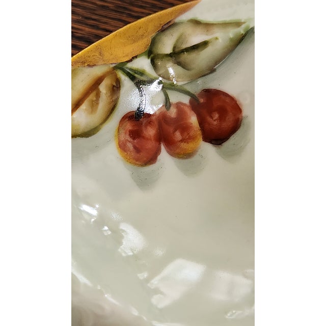 Antique Haviland Limoges Hand-Painted Cherry & Gilt Oyster Plate, Circa 1900 For Sale - Image 4 of 14