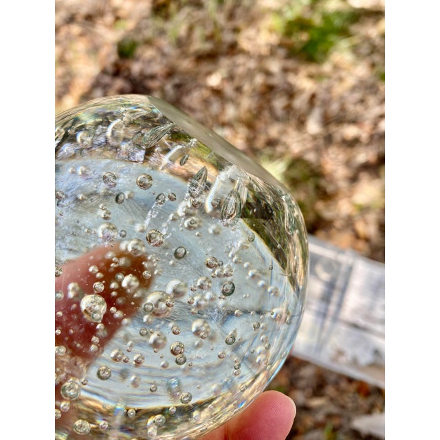 Glass Studio, Murano Italian Murano Internal Bubble Spherical Paper Weight For Sale - Image 4 of 9