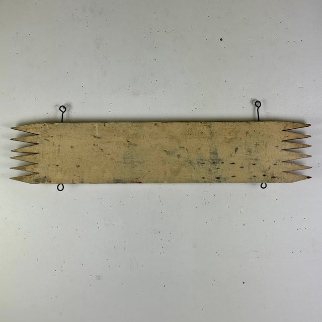 Antique Folk Art Trade Sign Advertising "Upholstering" in Raised Letters, Sawtooth Details & Rocking Chair For Sale - Image 11 of 11