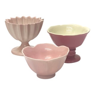 Pink Petite Footed Serving Bowl Curation - Group of 3 For Sale