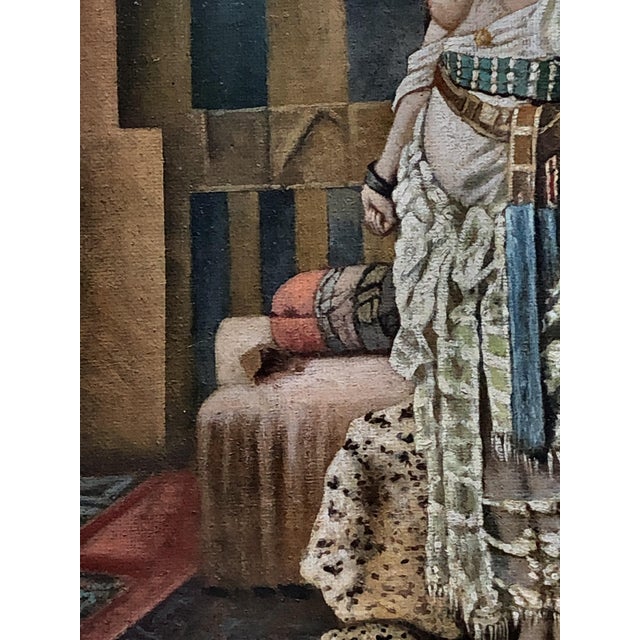 Orientalist School Artist, L'Odalisque, Oil on Canvas, 20th Century For Sale - Image 4 of 10