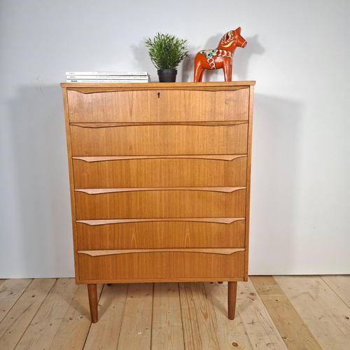 Danish Teak Six-Drawer Chest of Drawers Mid-Century Scandinavian Design, 1960s For Sale - Image 6 of 6