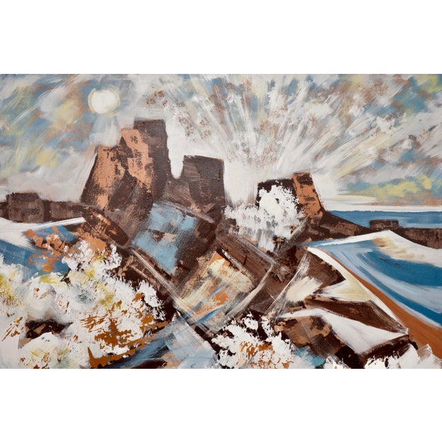 1970s 1970's Monumental Mountains Abstract Painting by Lee Reynolds For Sale - Image 5 of 11