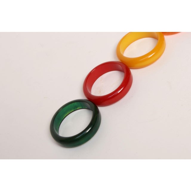 1930s Art Deco Multi-Color Bakelite Napkin Rings - Set of Six For Sale - Image 10 of 16
