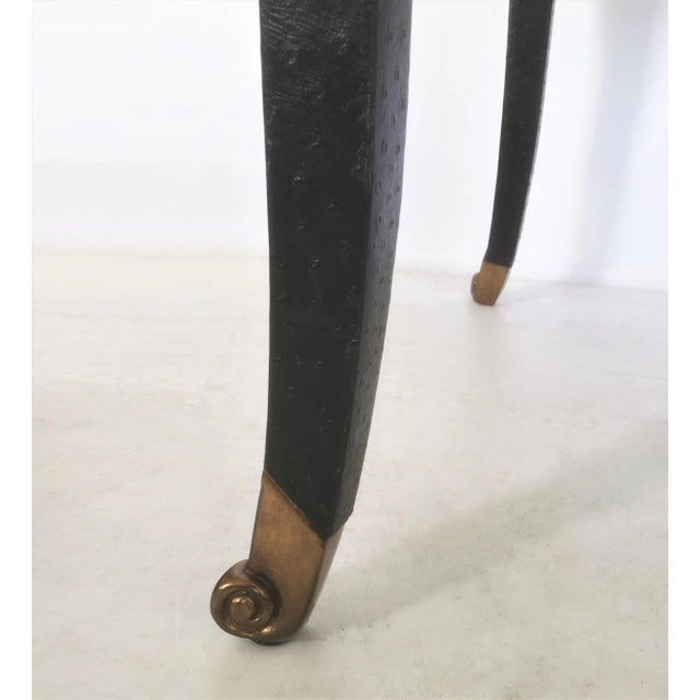 Maitland - Smith Art Deco Style Maitland-Smith Faux Ostrich Leather Writing Desk For Sale - Image 4 of 11