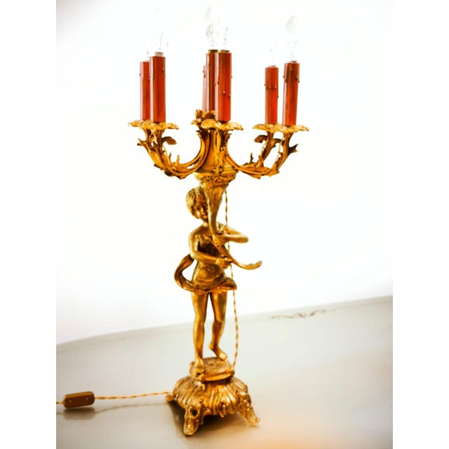Bronze Putto Lamp with Six Lights For Sale - Image 16 of 18