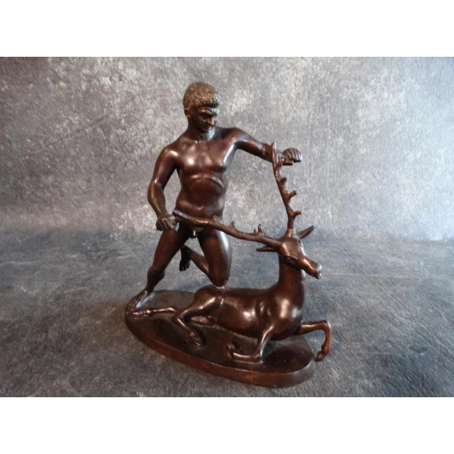 The Death of Actaeon (Hunter and Stag) Bronze Statue Circa 1900 For Sale - Image 9 of 13