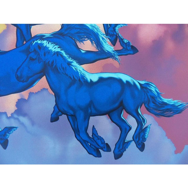 Modern Michel Bez, Les chevaux bleus, Lithograph For Sale - Image 3 of 6