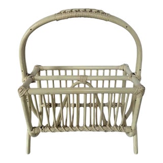 Mid Century Modern Sculptural Bamboo Magazine Rack Holder, Franco Albini Style For Sale