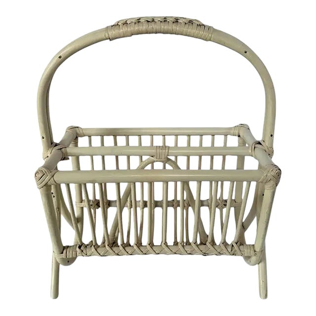 Mid Century Modern Sculptural Bamboo Magazine Rack Holder, Franco Albini Style For Sale