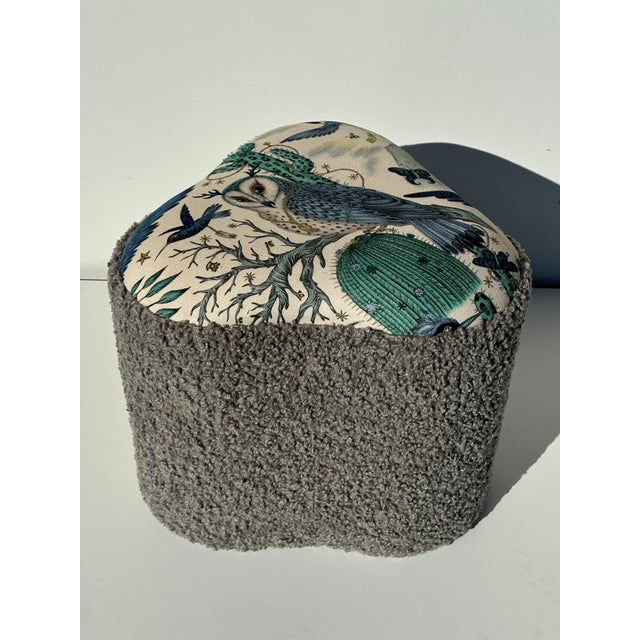 Boucle Stool in Whimsical Owl Motif Design For Sale - Image 11 of 11