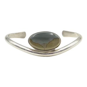 Late 20th Century Native American Agate Sterling Silver Cuff Bracelet