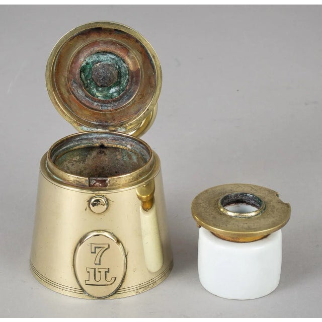 Metal Antique Brass "7 Lb" Weight Inkwell For Sale - Image 7 of 11