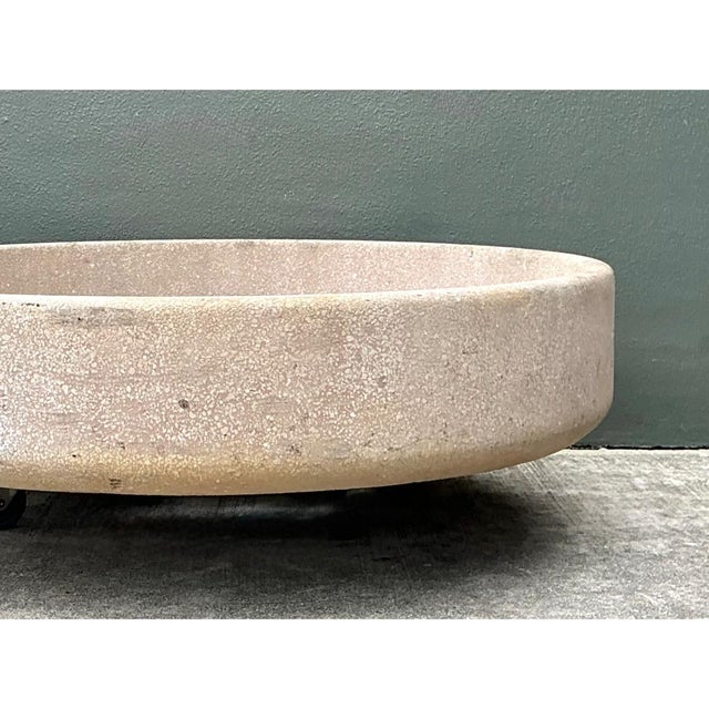 Vintage Monumental Stone Disc Garden Planter For Sale - Image 11 of 11