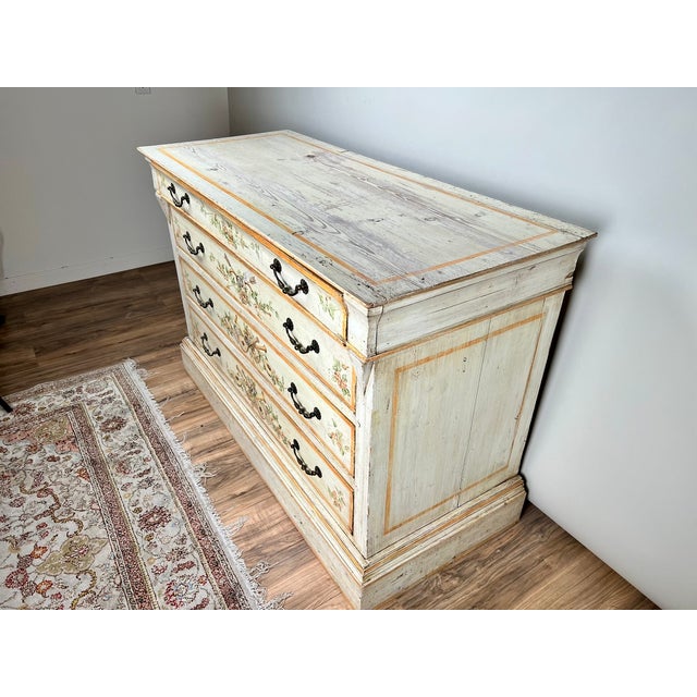 Antique Italian Paint Decorated Four Drawer Commode C. Early 19th Century For Sale - Image 12 of 12