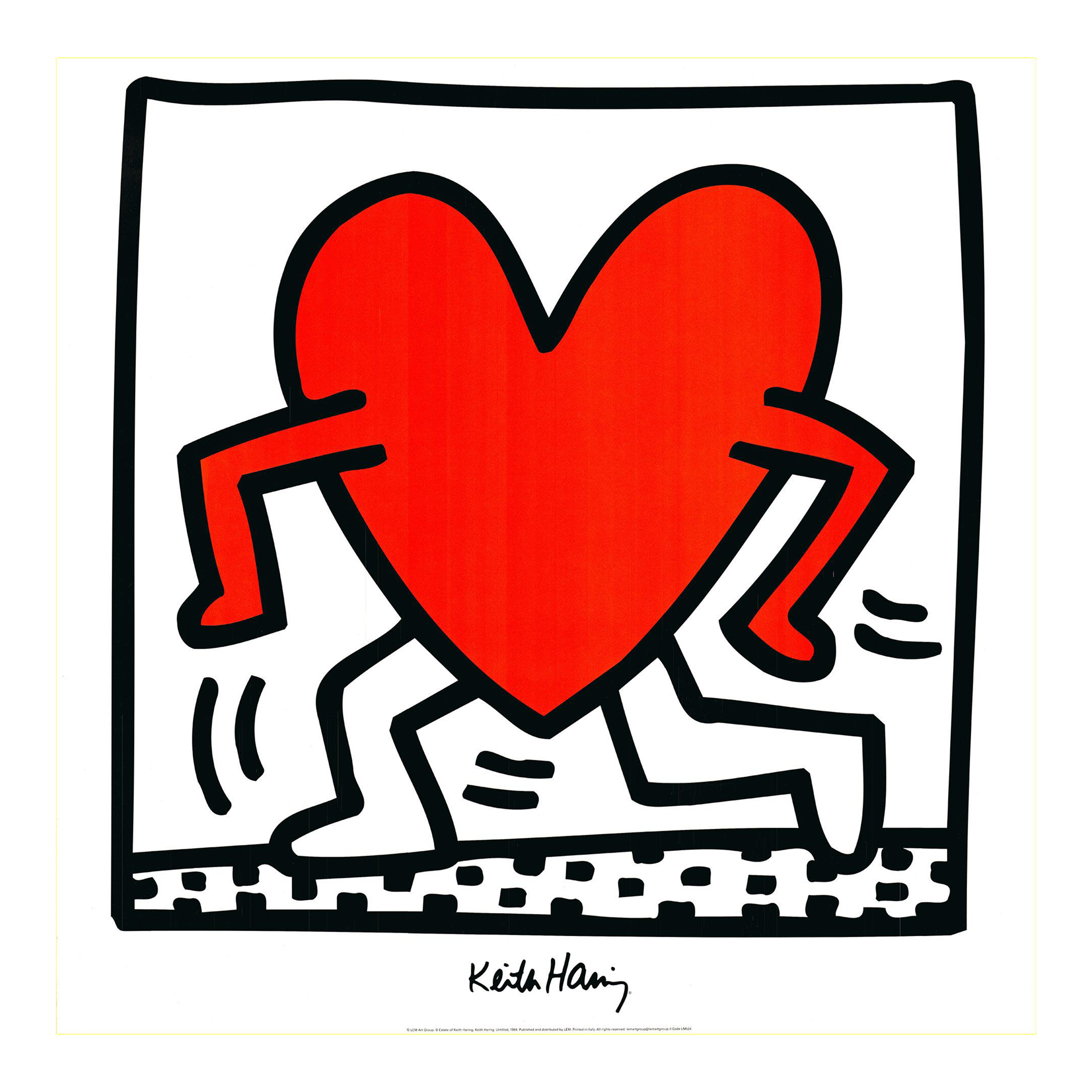 1990s After Keith Haring - Untitled (Heart Walking / Love) Vintage