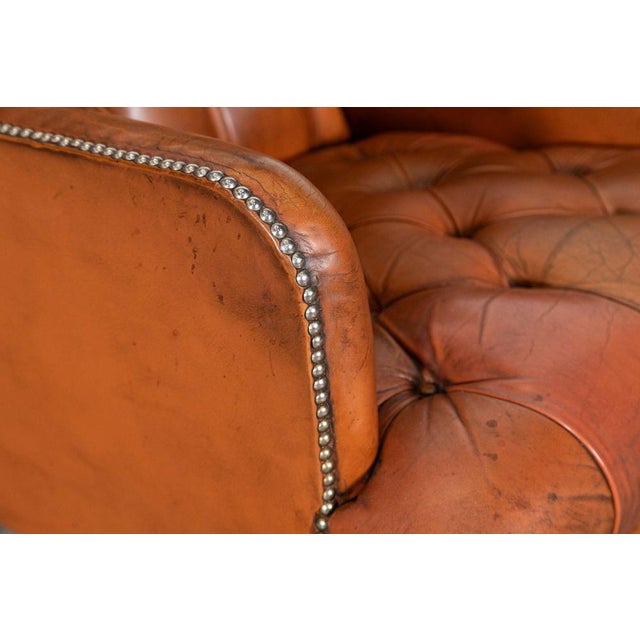 English Tan Leather Wingback Armchair, 1940 For Sale - Image 13 of 15