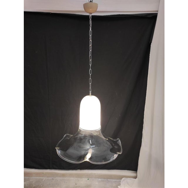 Beige Murano Glass Pendant Lamp attributed to R. Pamio and R. Toso for Leucos, Italy, 1970s For Sale - Image 8 of 9