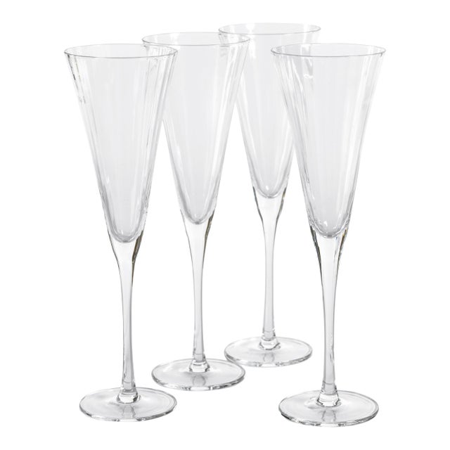 Cesena Optic Champagne Flutes, Set of 4 For Sale