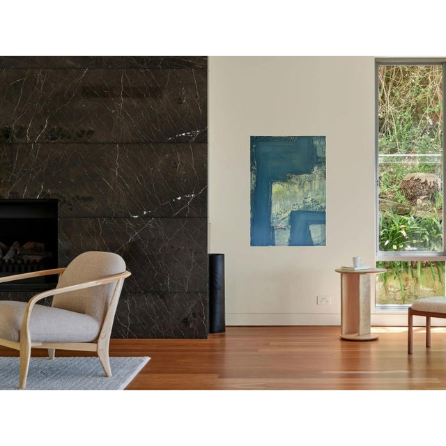 River Moss is an original, hand-painted abstract painting in rich shades of blue and green, created on gessoboard for a...