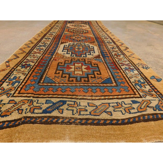 Camel Antique Caucasian Runner Rug . Reduced in Size. 2'8"x 7'3" For Sale - Image 8 of 13
