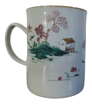 18th Century Chinese Porcelain Famille Rose Palette Tankard Mug