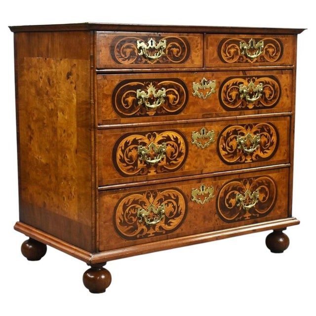Burr Walnut Marquetry Chest from William & Mary, 1700s For Sale - Image 14 of 14
