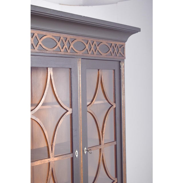 Danish Rustic Painted Cabinet with Gilt Accents For Sale - Image 9 of 14