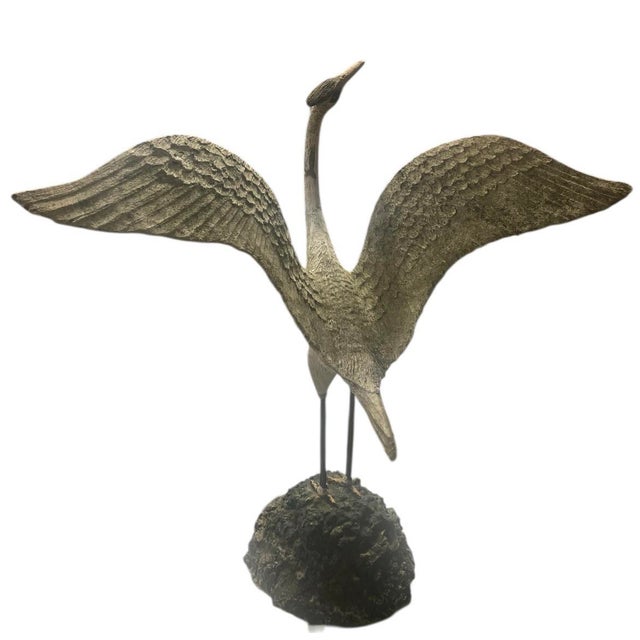 2000 - 2009 Vintage English Cast Stone Heron Garden Statue For Sale - Image 5 of 12