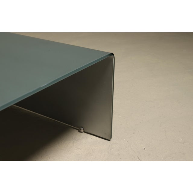 Gray Italian Modern Etched Glass Coffee Table, 1980s For Sale - Image 8 of 10