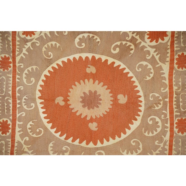 Suzani Tablecover – Terracotta & Beige Boho Textile For Sale In New York - Image 6 of 10