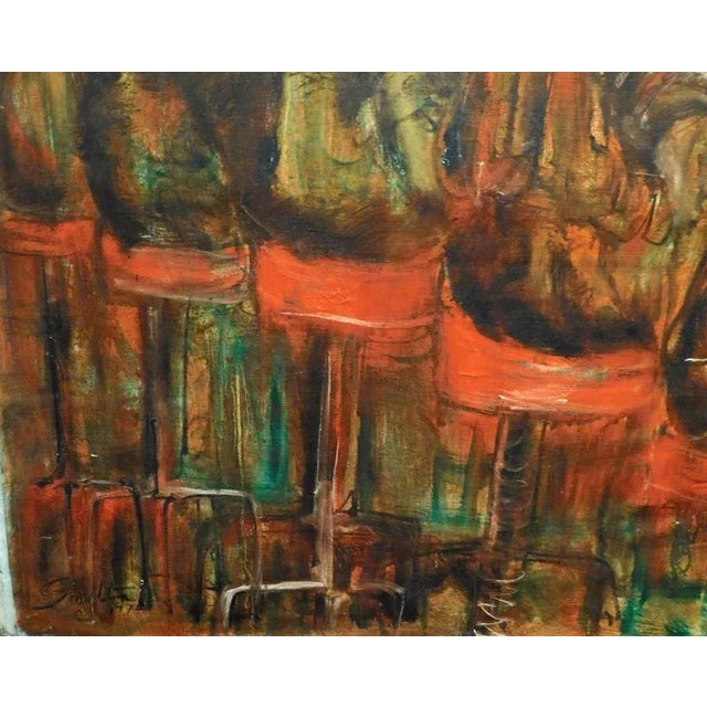 1970s Gib Singleton Original Painting on Canvas "The Post" 1974 Hand Signed and Titled For Sale - Image 5 of 12