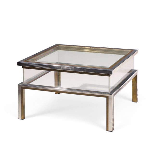Mid-Century Modern Romeo Rega Mid Century Chrome, Brass and Glass Coffee Table For Sale - Image 3 of 8