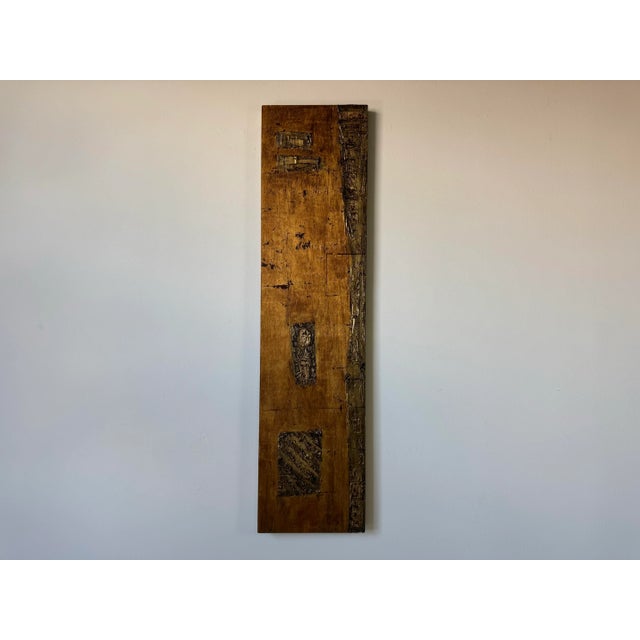 Vintage Mixed Media Textured Expressionist Abstract Painting on Wood Panel – Unsigned For Sale - Image 4 of 10