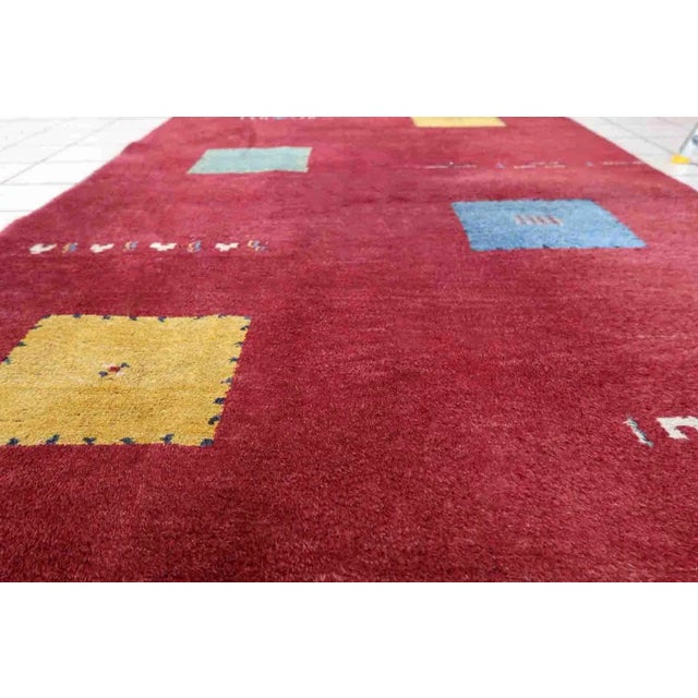 1970s Handmade Vintage Persian Gabbeh Rug 4.6' X 6.6' For Sale - Image 4 of 12