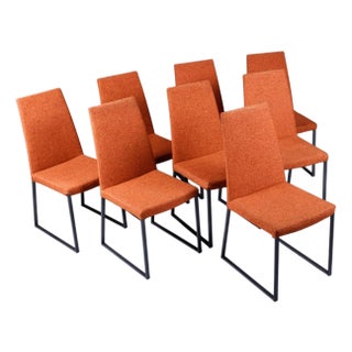 8 Trica Curvo Modern Orange Upholstered Dining Chairs From Quebec For Sale