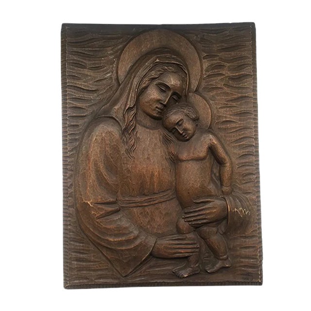 Flat Wood Carving, 1940s For Sale
