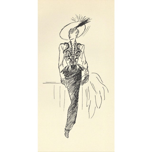 René Gruau 1946 Balmain Fashion-"Nuit De Longchamp", by Gruau, Matted For Sale - Image 4 of 5