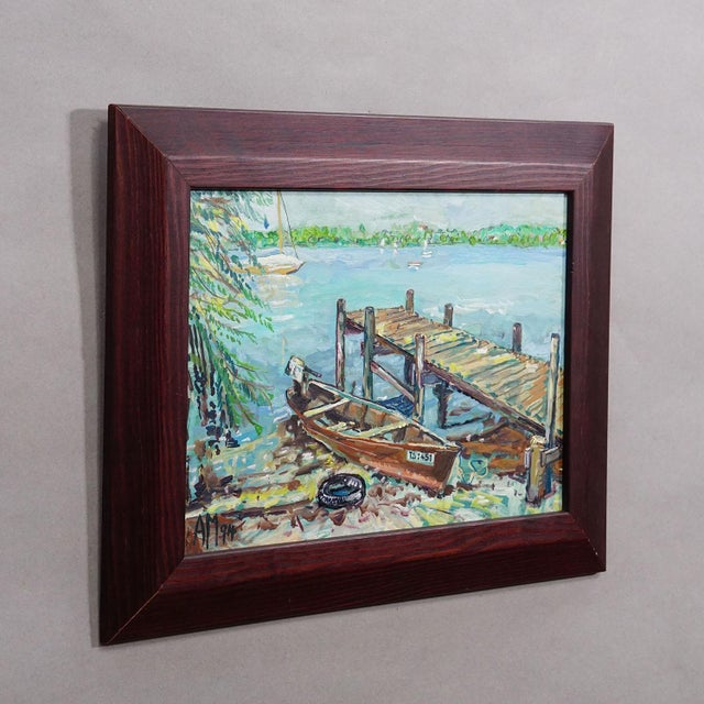 Impressionist Oil Painting by Alexander Michael - Fraueninsel, Jetty, 1994 For Sale - Image 3 of 7